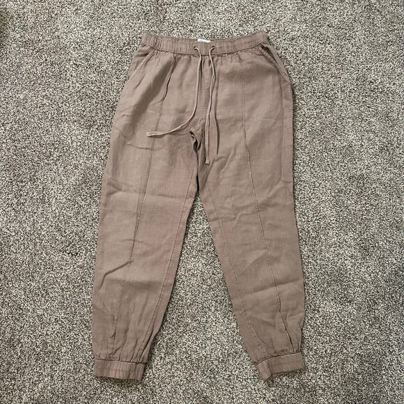 H by Halston light brown linen jogger pants size M - Picture 2 of 10
